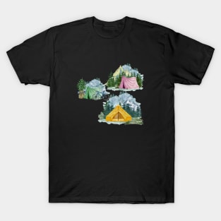 Camping Vintage Since Established Retro Collage T-Shirt